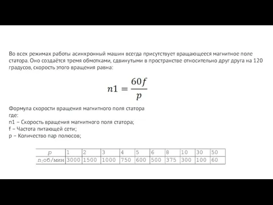 Во всех режимах работы асинхронный машин всегда присутствует вращающееся магнитное