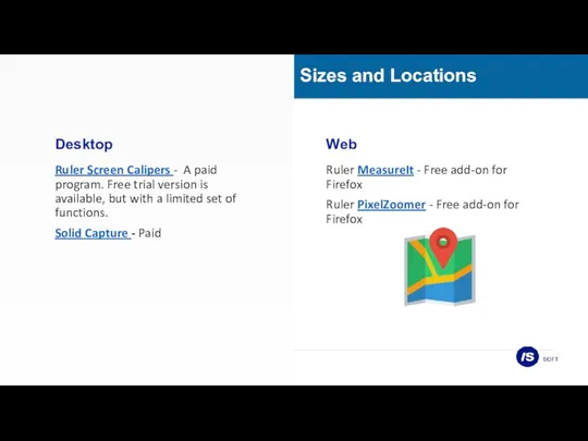 Sizes and Locations Ruler Screen Calipers - A paid program.