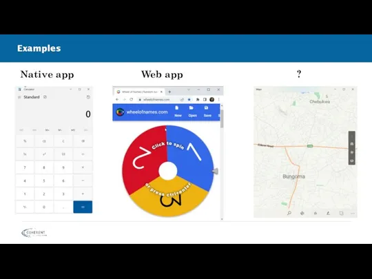 Examples Native app Web app ?