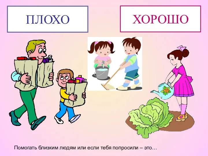 Помогать близким людям или если тебя попросили – это… ХОРОШО ПЛОХО