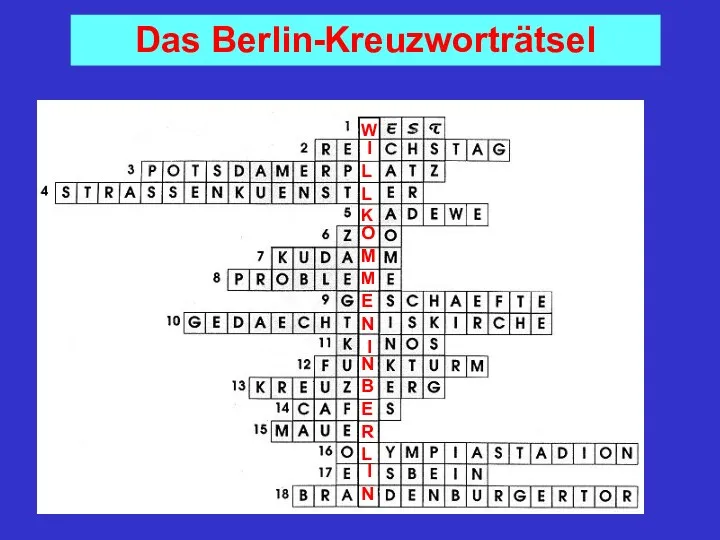 Das Berlin-Kreuzworträtsel W I L L K O M M