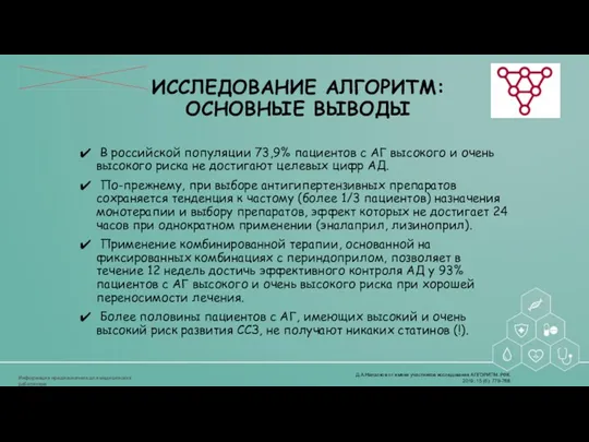 В российской популяции 73,9% пациентов с АГ высокого и очень