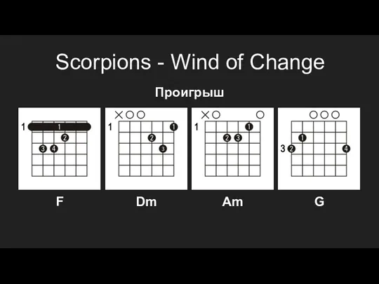 Scorpions - Wind of Change Проигрыш F Dm Am G