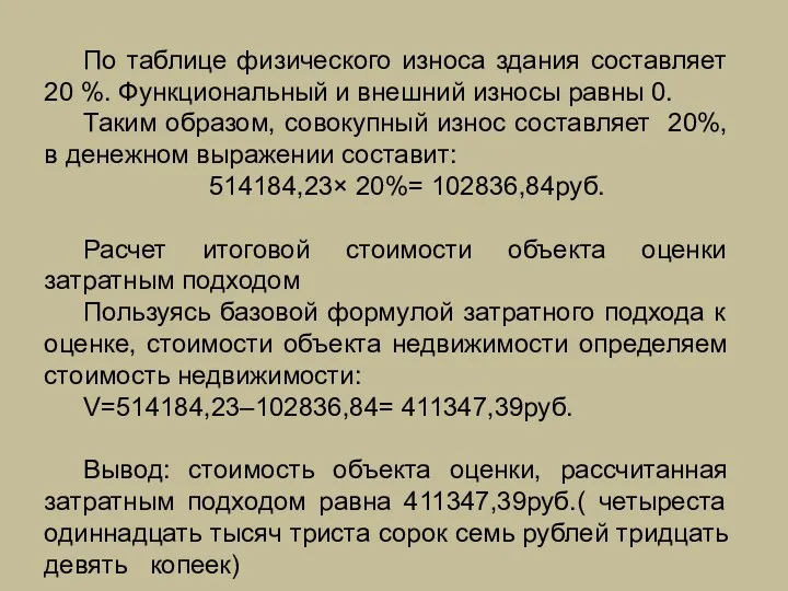 По таблице физического износа здания составляет 20 %. Функциональный и