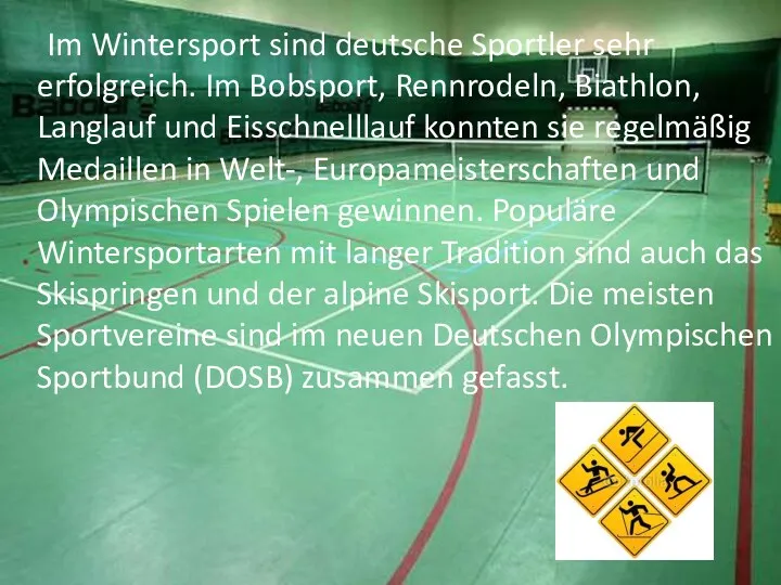 Im Wintersport sind deutsche Sportler sehr erfolgreich. Im Bobsport, Rennrodeln,