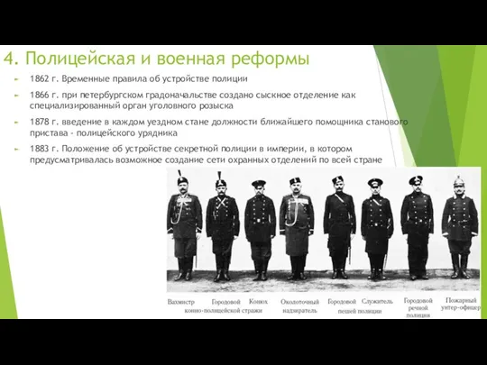 4. Полицейская и военная реформы 1862 г. Временные правила об