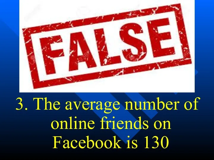3. The average number of online friends on Facebook is 130