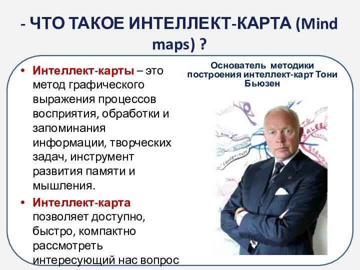 - ЧТО ТАКОЕ ИНТЕЛЛЕКТ-КАРТА (Mind maps) ? Основатель методики построения