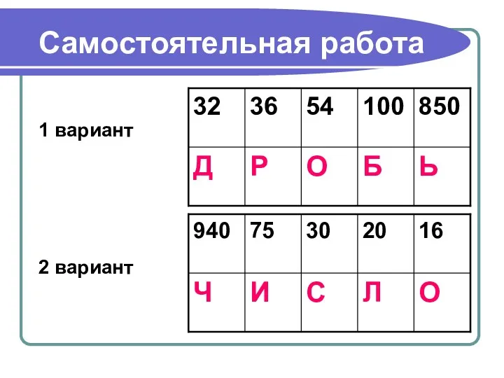 Самостоятельная работа 1 вариант 2 вариант