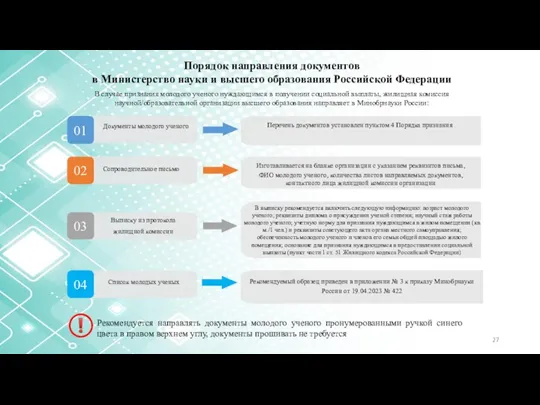 Порядок направления документов в Министерство науки и высшего образования Российской