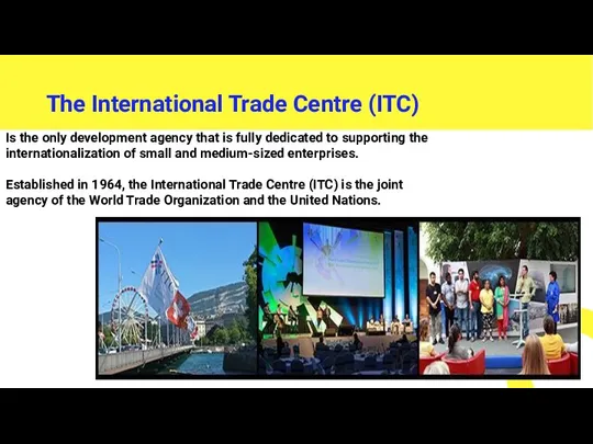 The International Trade Centre (ITC) Is the only development agency