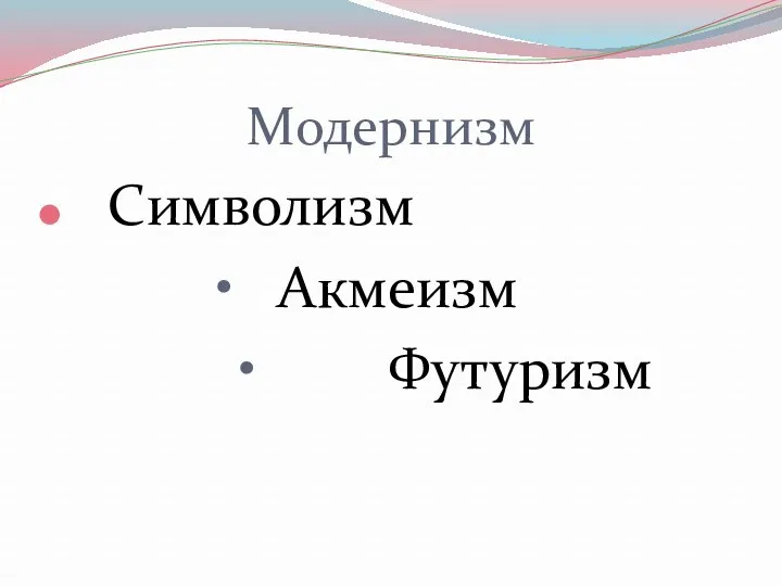 Модернизм Символизм Акмеизм Футуризм