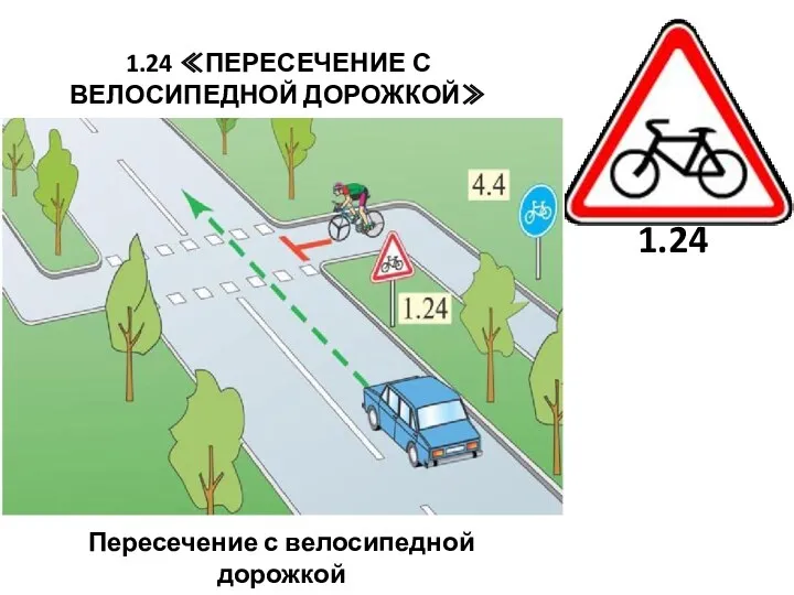 1.24 ≪ПЕРЕСЕЧЕНИЕ С ВЕЛОСИПЕДНОЙ ДОРОЖКОЙ≫ Пересечение с велосипедной дорожкой 1.24