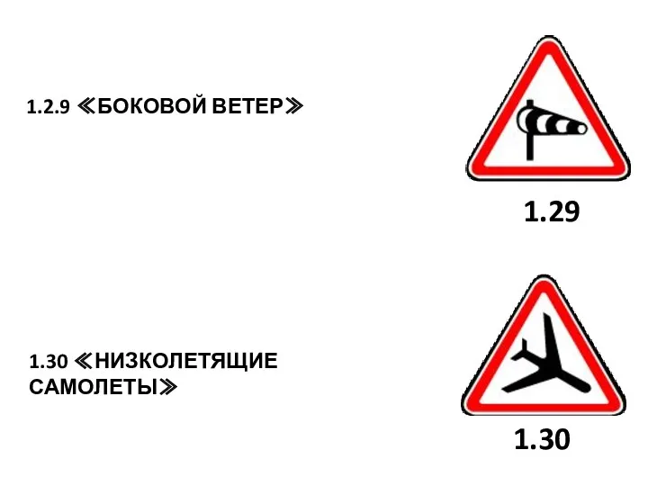 1.2.9 ≪БОКОВОЙ ВЕТЕР≫ 1.30 ≪НИЗКОЛЕТЯЩИЕ САМОЛЕТЫ≫ 1.29 1.30