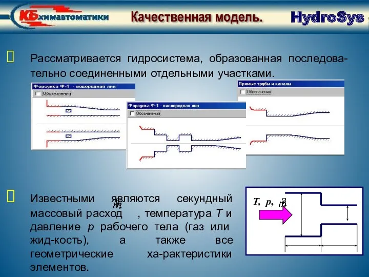 Качественная модель Качественная модель. Т, р, Известными являются секундный массовый