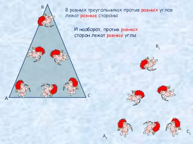 А B C A1 B1 C1 В равных треугольниках против