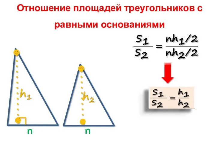 Отношение площадей треугольников с равными основаниями n n