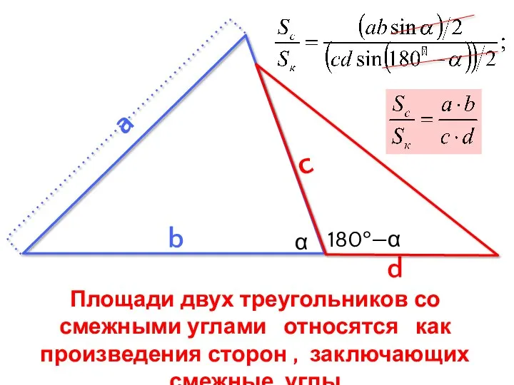 c b d a Площади двух треугольников со смежными углами