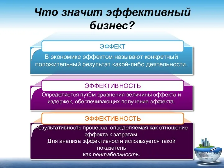 В экономике эффектом называют конкретный положительный результат какой-либо деятельности. Определяется