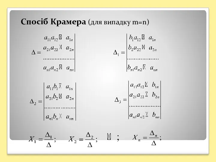 Спосіб Крамера (для випадку m=n)
