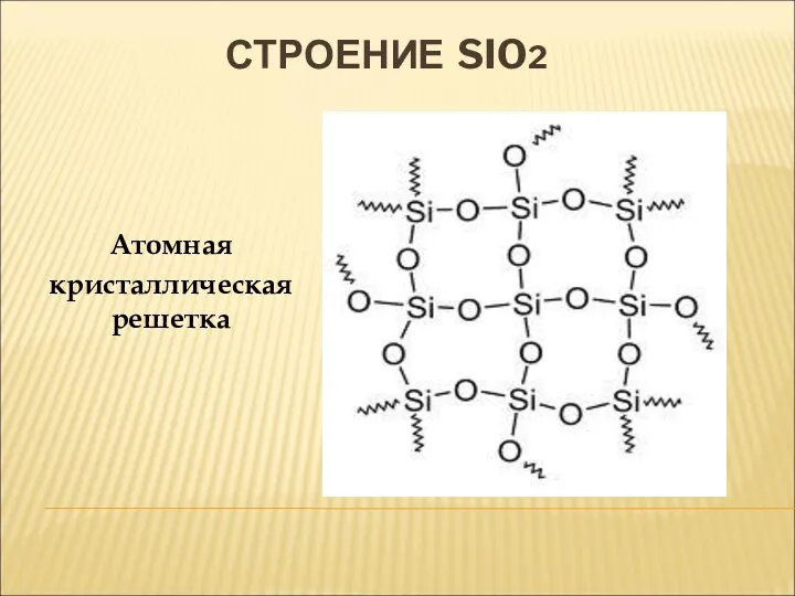 СТРОЕНИЕ SIO2 Атомная кристаллическая решетка