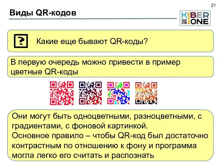 Виды QR-кодов Какие еще бывают QR-коды? В первую очередь можно