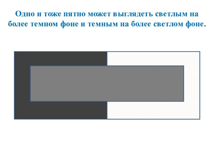 Одно и тоже пятно может выглядеть светлым на более темном