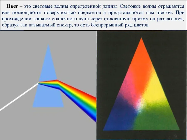 Цвет – это световые волны определенной длины. Световые волны отражаются