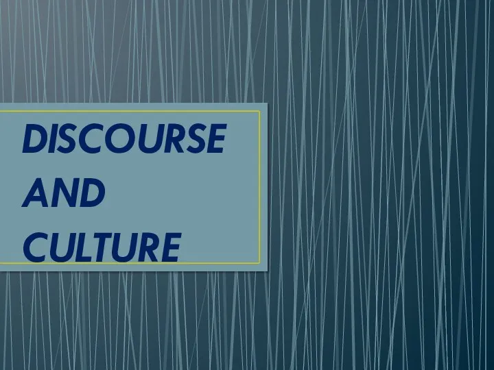 Doscourse and culture