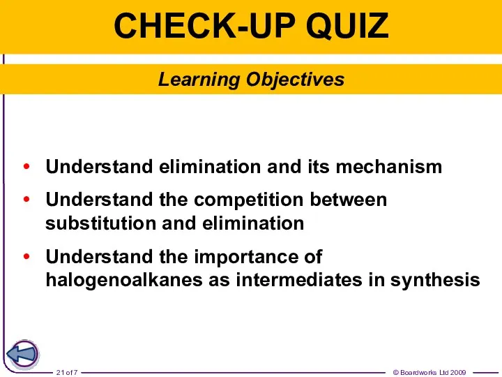 Understand elimination and its mechanism Understand the competition between substitution and elimination Understand