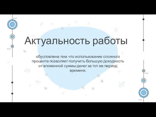 Актуальность работы обусловлена тем, что использование сложного процента позволяет получить