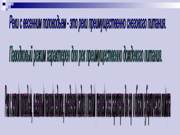 Реки с весенним половодьем - это реки преимущественно снегового питания.