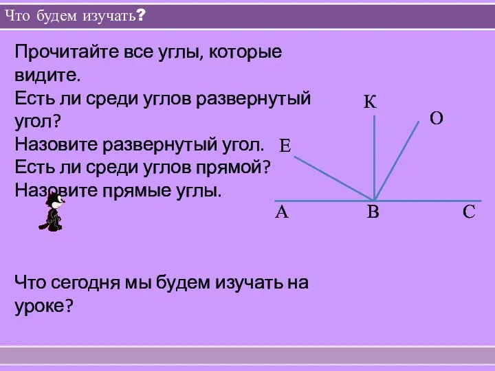 Что будем изучать? Прочитайте все углы, которые видите. Есть ли