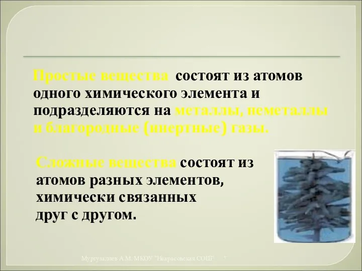 Простые вещества состоят из атомов одного химического элемента и подразделяются