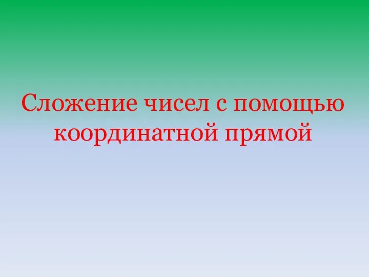 Сложение чисел с помощью координатной прямой