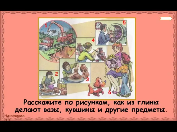 Расскажите по рисункам, как из глины делают вазы, кувшины и другие предметы.