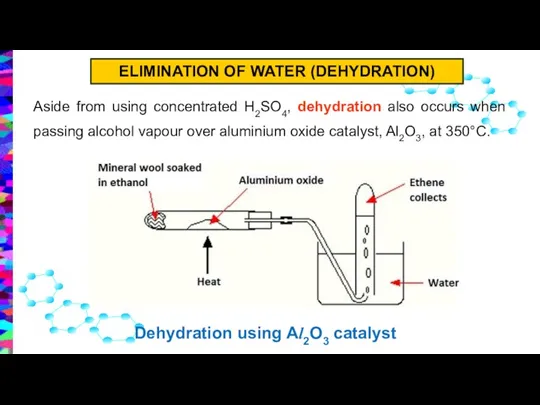 Aside from using concentrated H2SO4, dehydration also occurs when passing