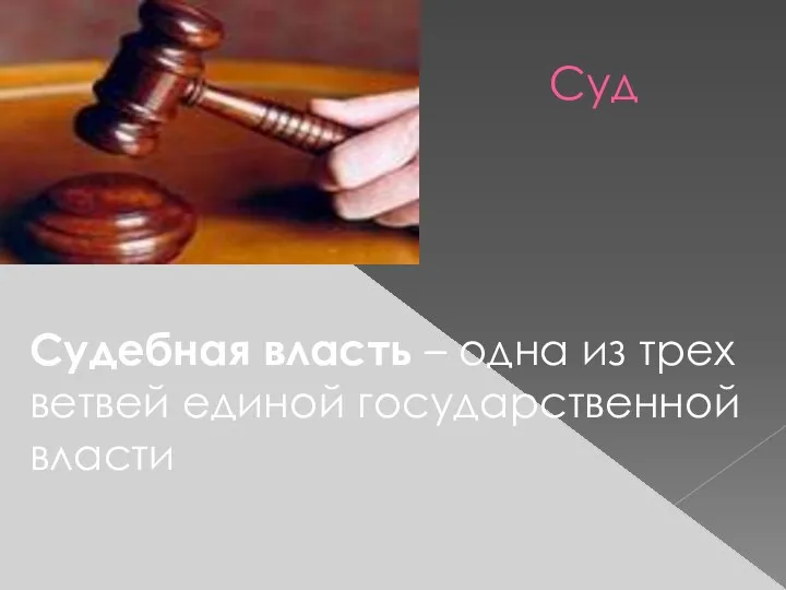 Суд Судебная власть – одна из трех ветвей единой государственной власти