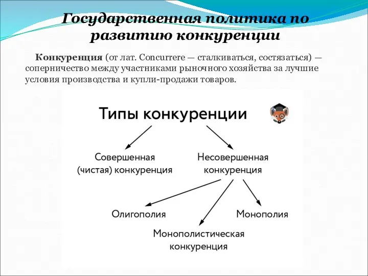 Государственная политика по развитию конкуренции Конкуренция (от лат. Concurrere —