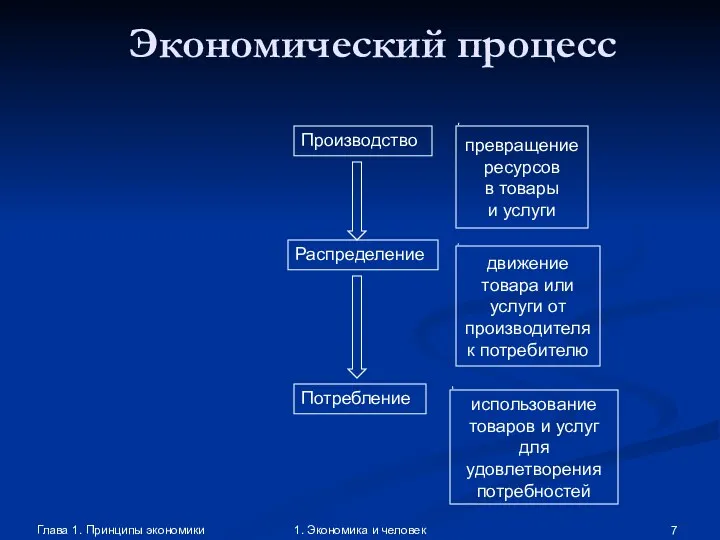 Глава 1. Принципы экономики 1. Экономика и человек Экономический процесс