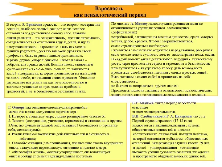 По мнению А. Маслоу, самоактуализирующиеся люди не ограничиваются удовлетворением элементарных