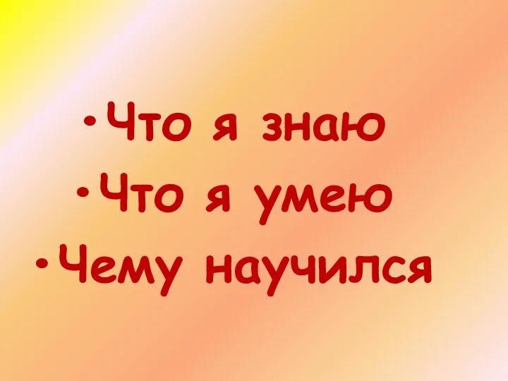 Что я знаю Что я умею Чему научился