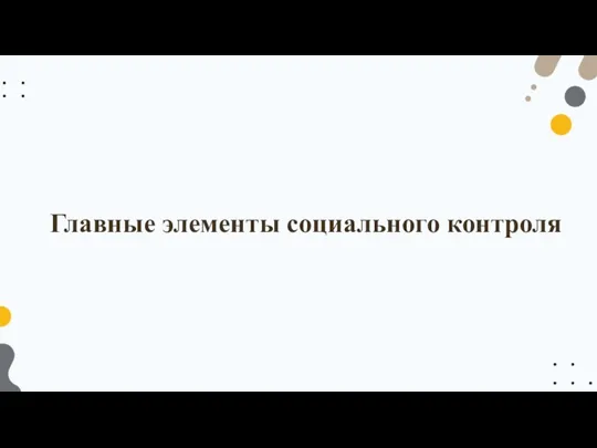 Главные элементы социального контроля