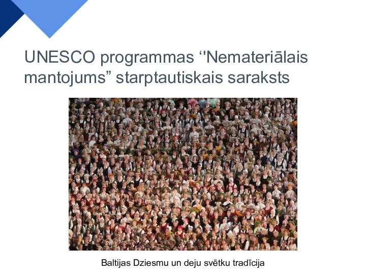 Baltijas Dziesmu un deju svētku tradīcija UNESCO programmas ‘'Nemateriālais mantojums” starptautiskais saraksts