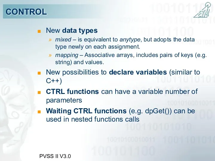 PVSS II V3.0 CONTROL New data types mixed – is