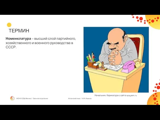 ТЕРМИН Номенклатура – высший слой партийного, хозяйственного и военного руководства