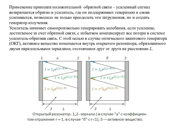 Применение принципа положительной обратной связи – усиленный сигнал возвращается обратно