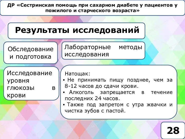 ДР «Сестринская помощь при сахарном диабете у пациентов у пожилого