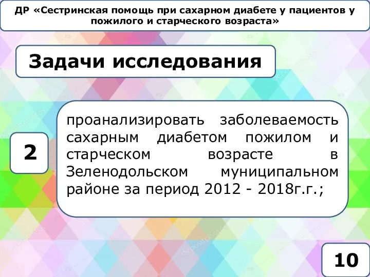 ДР «Сестринская помощь при сахарном диабете у пациентов у пожилого