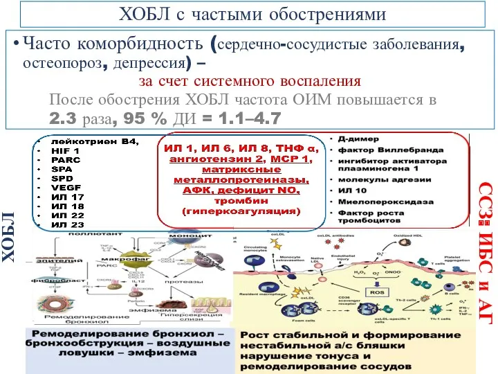 Часто коморбидность (сердечно-сосудистые заболевания, остеопороз, депрессия) – за счет системного